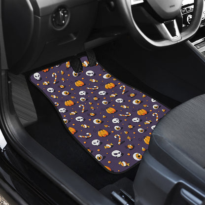 Halloween Eyeball Pattern Print Front and Back Car Floor Mats