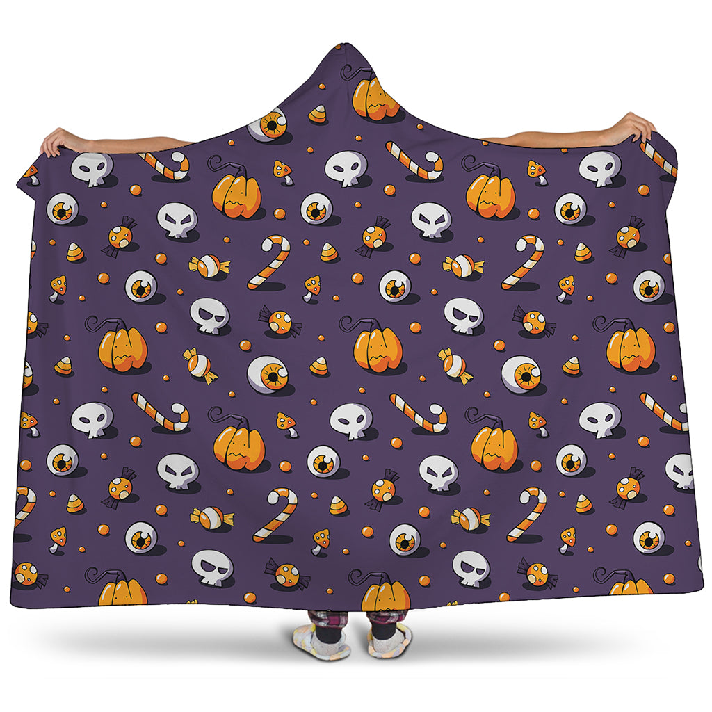 Halloween Eyeball Pattern Print Hooded Blanket