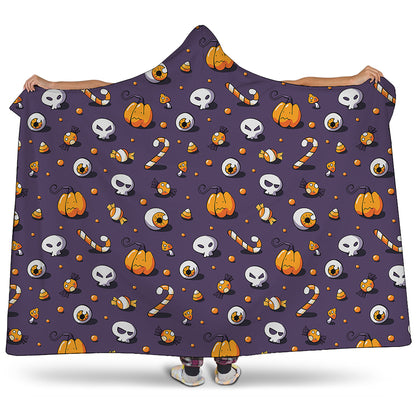 Halloween Eyeball Pattern Print Hooded Blanket