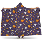 Halloween Eyeball Pattern Print Hooded Blanket