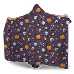 Halloween Eyeball Pattern Print Hooded Blanket