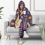 Halloween Eyeball Pattern Print Hooded Blanket