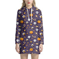Halloween Eyeball Pattern Print Pullover Hoodie Dress