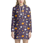 Halloween Eyeball Pattern Print Hoodie Dress