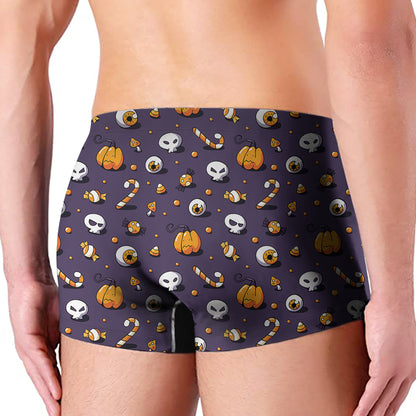 Halloween Eyeball Pattern Print Men's Boxer Briefs