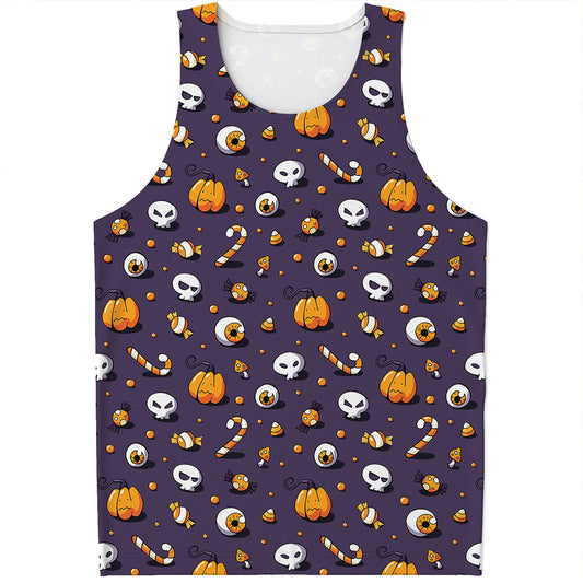 Halloween Eyeball Pattern Print Men's Tank Top