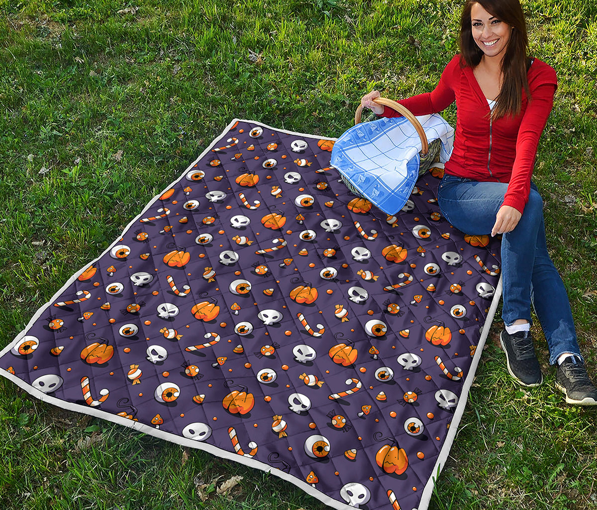 Halloween Eyeball Pattern Print Quilt