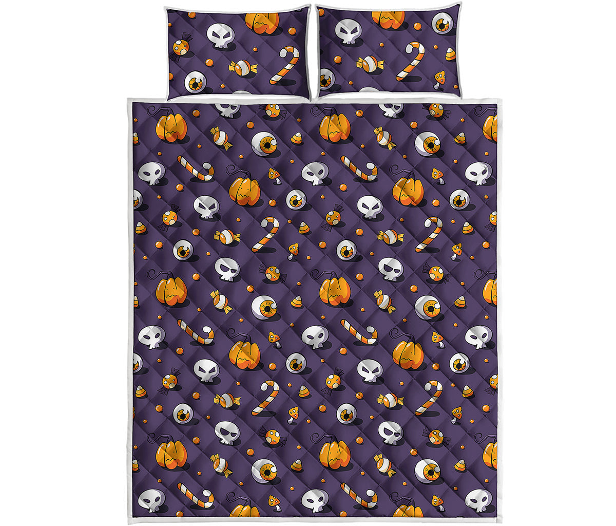 Halloween Eyeball Pattern Print Quilt Bed Set