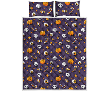 Halloween Eyeball Pattern Print Quilt Bed Set
