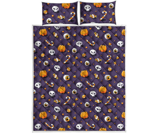 Halloween Eyeball Pattern Print Quilt Bed Set