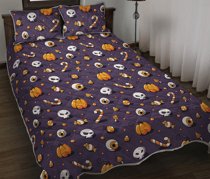 Halloween Eyeball Pattern Print Quilt Bed Set
