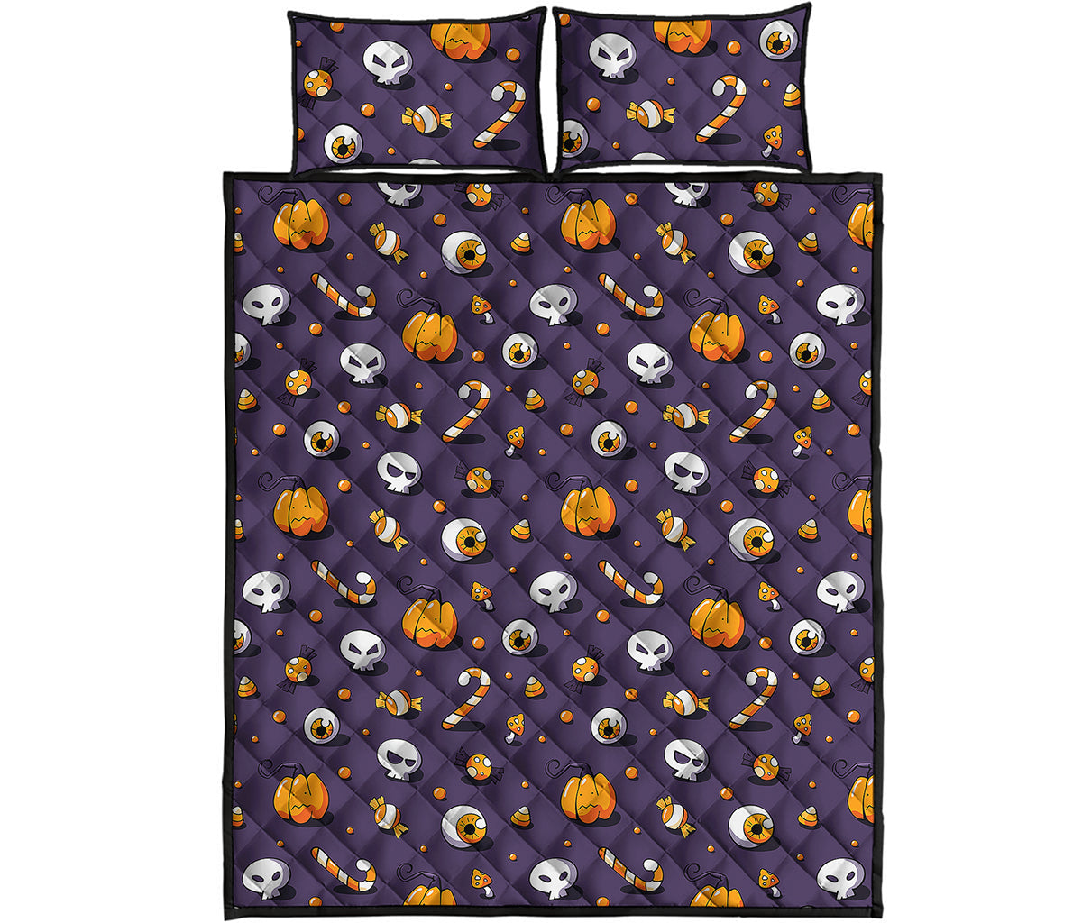 Halloween Eyeball Pattern Print Quilt Bed Set