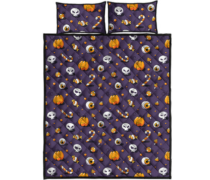 Halloween Eyeball Pattern Print Quilt Bed Set