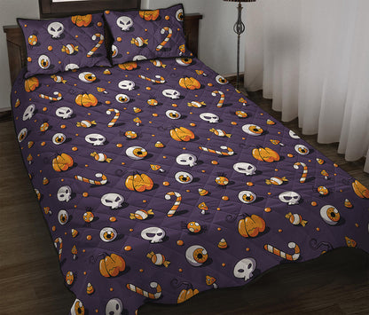 Halloween Eyeball Pattern Print Quilt Bed Set