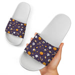Halloween Eyeball Pattern Print White Slide Sandals