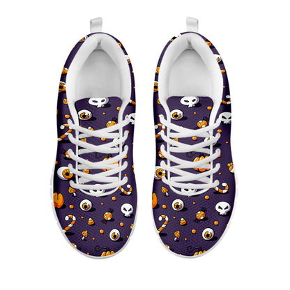 Halloween Eyeball Pattern Print White Sneakers