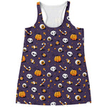 Halloween Eyeball Pattern Print Women's Racerback Tank Top