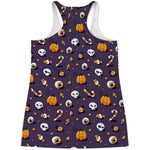 Halloween Eyeball Pattern Print Women's Racerback Tank Top