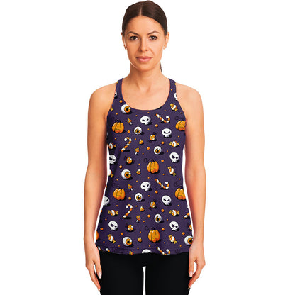 Halloween Eyeball Pattern Print Women's Racerback Tank Top