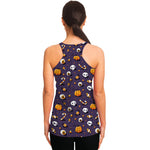 Halloween Eyeball Pattern Print Women's Racerback Tank Top