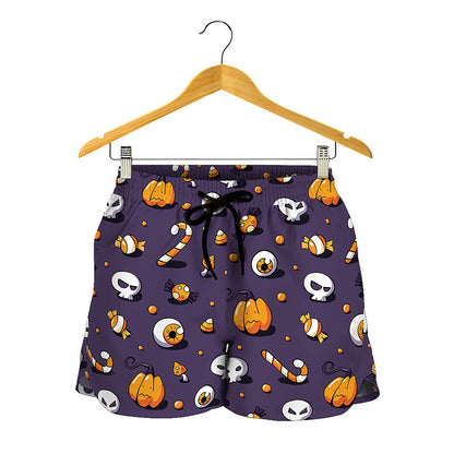 Halloween Eyeball Pattern Print Women's Shorts