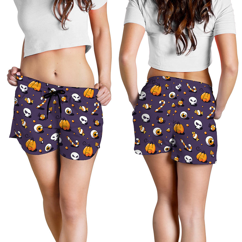 Halloween Eyeball Pattern Print Women's Shorts