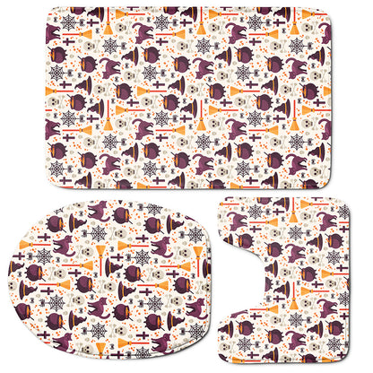 Halloween Festival Pattern Print 3 Piece Bath Mat Set