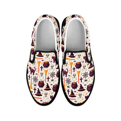 Halloween Festival Pattern Print Black Slip On Shoes