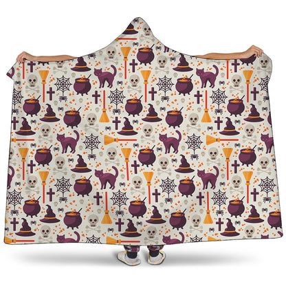 Halloween Festival Pattern Print Hooded Blanket
