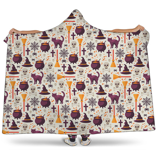 Halloween Festival Pattern Print Hooded Blanket
