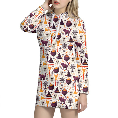 Halloween Festival Pattern Print Hoodie Dress