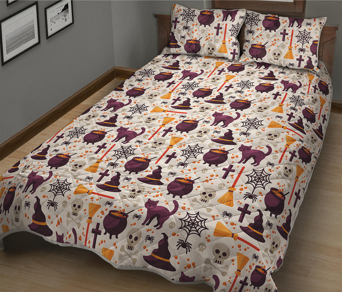 Halloween Festival Pattern Print Quilt Bed Set