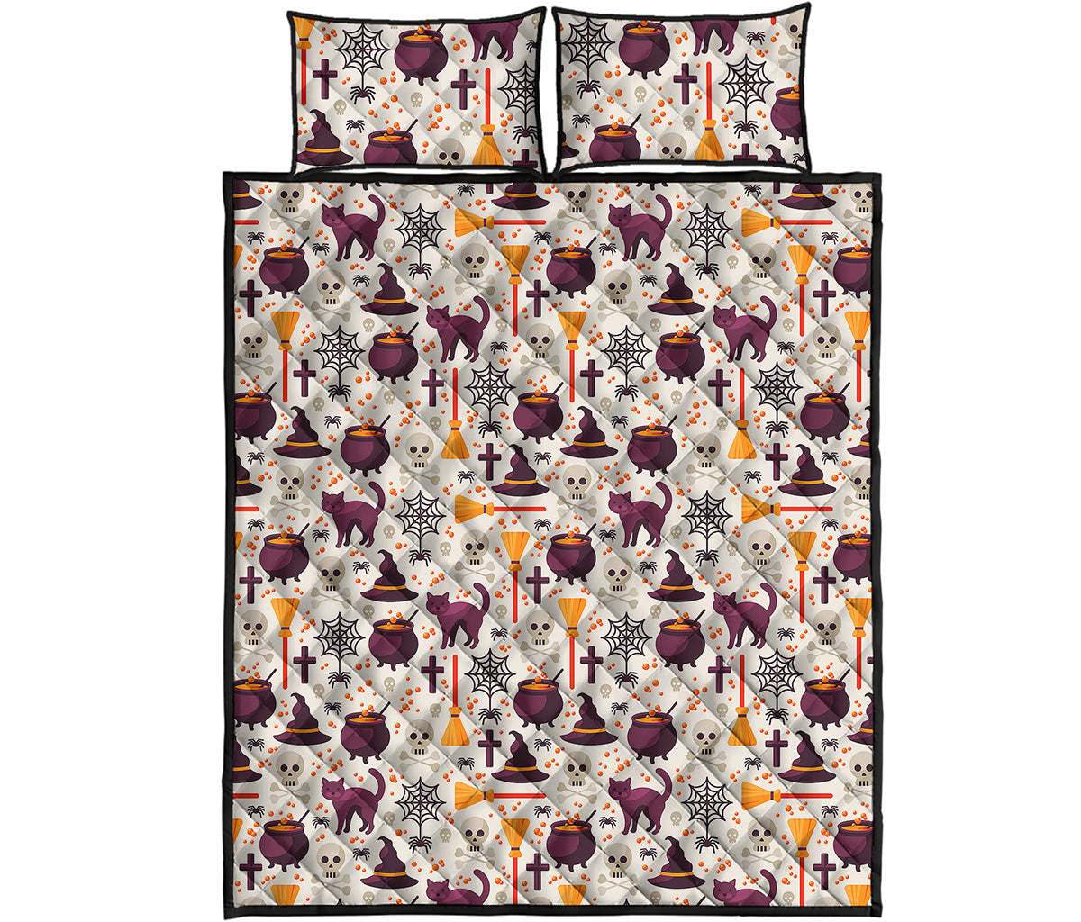 Halloween Festival Pattern Print Quilt Bed Set