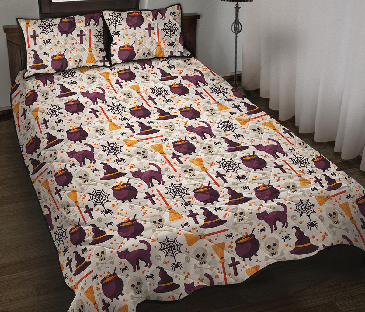 Halloween Festival Pattern Print Quilt Bed Set