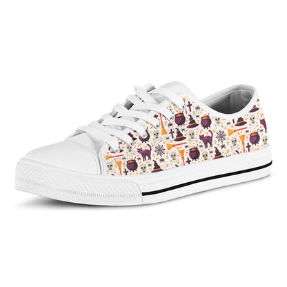 Halloween Festival Pattern Print White Low Top Shoes