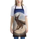 Halloween Flying Witch Cat Print Apron