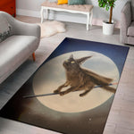 Halloween Flying Witch Cat Print Area Rug