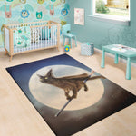 Halloween Flying Witch Cat Print Area Rug