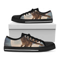 Halloween Flying Witch Cat Print Black Low Top Sneakers