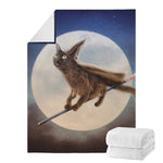 Halloween Flying Witch Cat Print Blanket