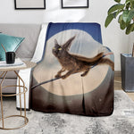 Halloween Flying Witch Cat Print Blanket