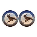 Halloween Flying Witch Cat Print Car Coasters