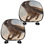 Halloween Flying Witch Cat Print Car Headrest Covers