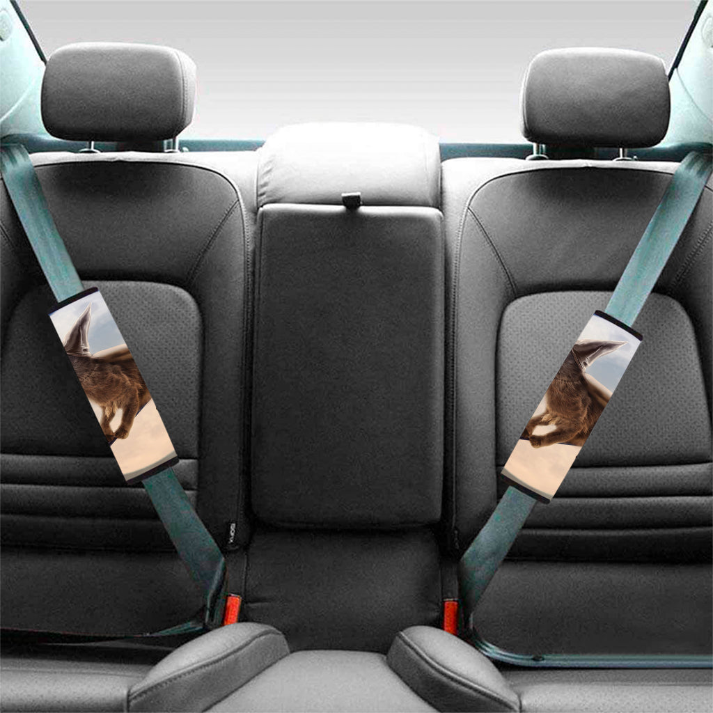 Halloween Flying Witch Cat Print Car Seat Belt Covers