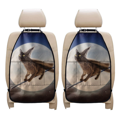 Halloween Flying Witch Cat Print Car Seat Organizers