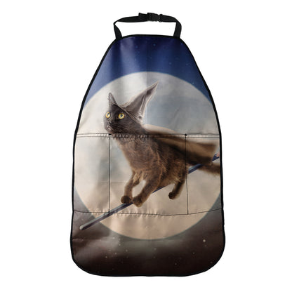Halloween Flying Witch Cat Print Car Seat Organizers