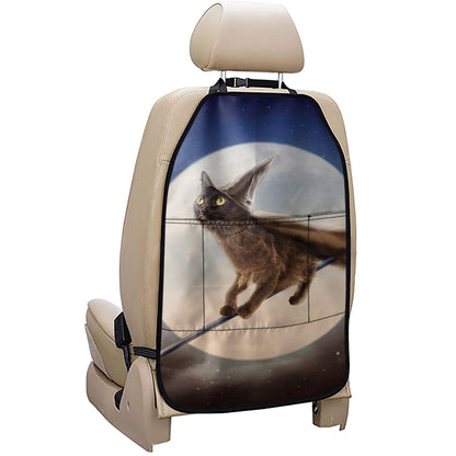 Halloween Flying Witch Cat Print Car Seat Organizers