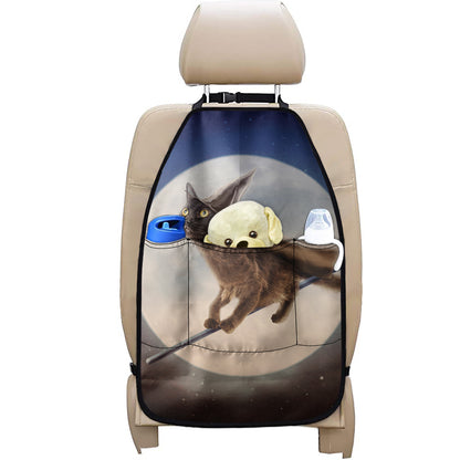 Halloween Flying Witch Cat Print Car Seat Organizers