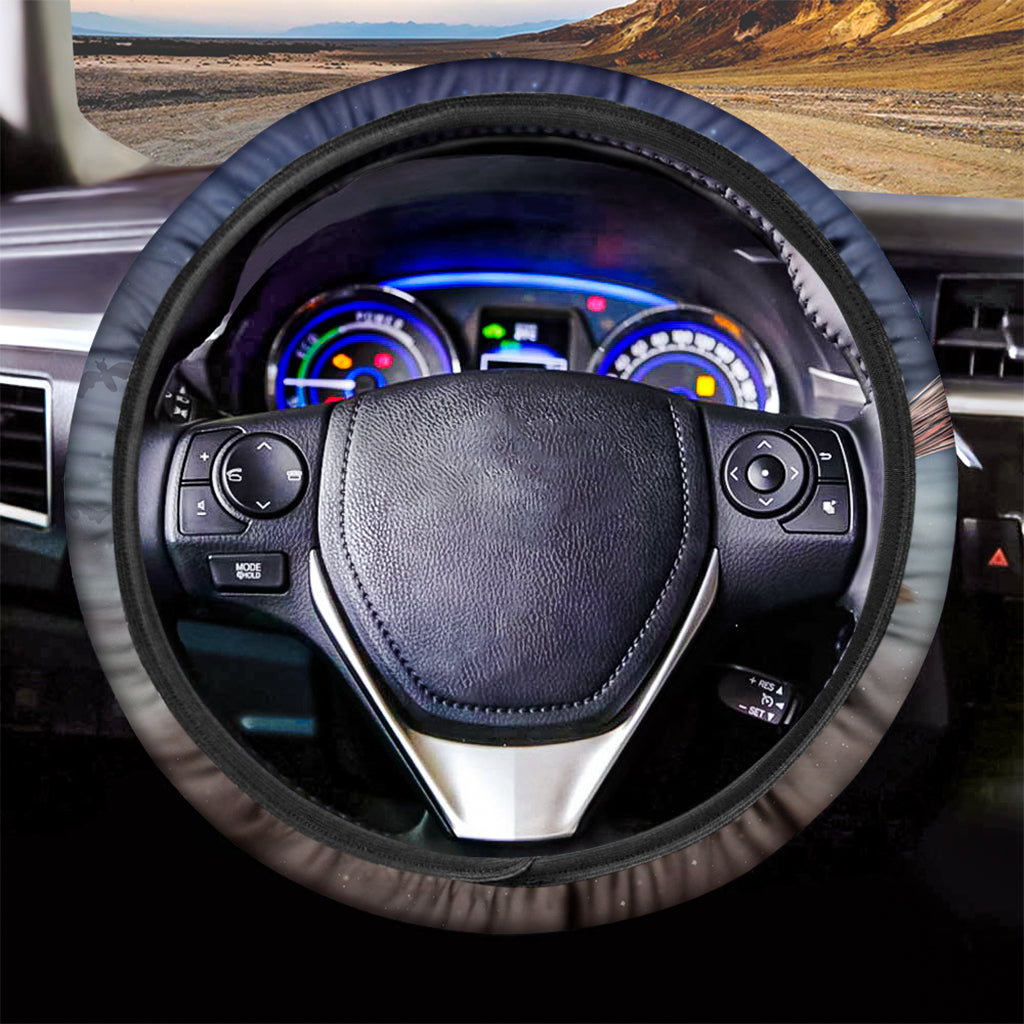 Halloween Flying Witch Cat Print Car Steering Wheel Cover