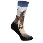 Halloween Flying Witch Cat Print Crew Socks